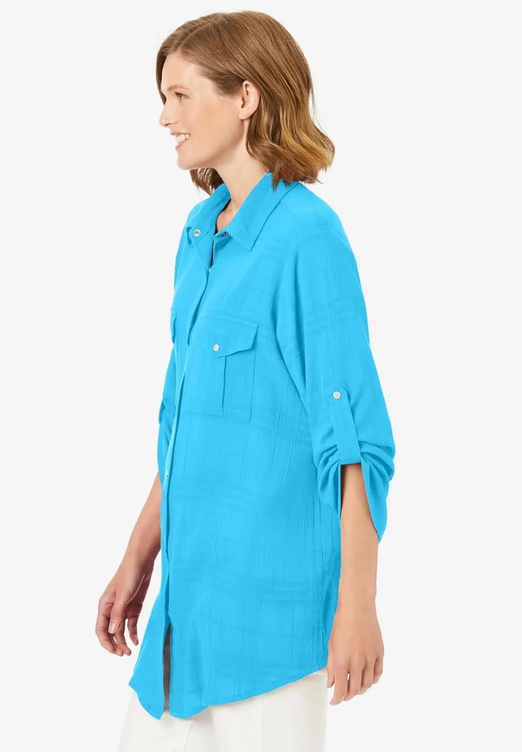 Woman Within Plus Size Cotton Gauze Bigshirt