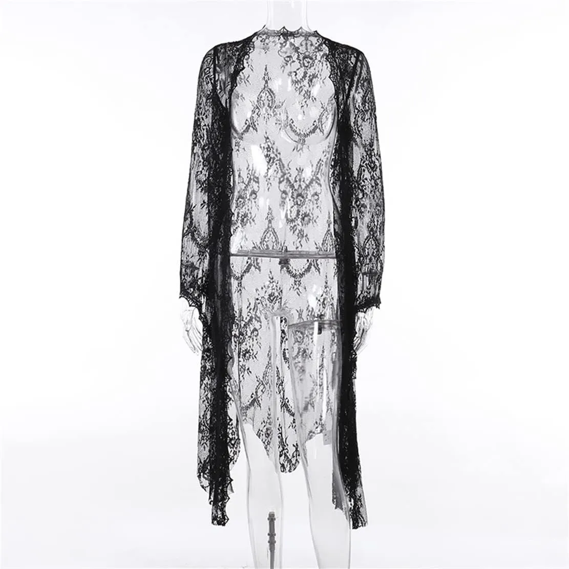 Women Goth Tops Punk Cover Ups Mesh Crop Top See Through Sexy Long Sleeve Blouse Y2k Black Rave Outfit Festival