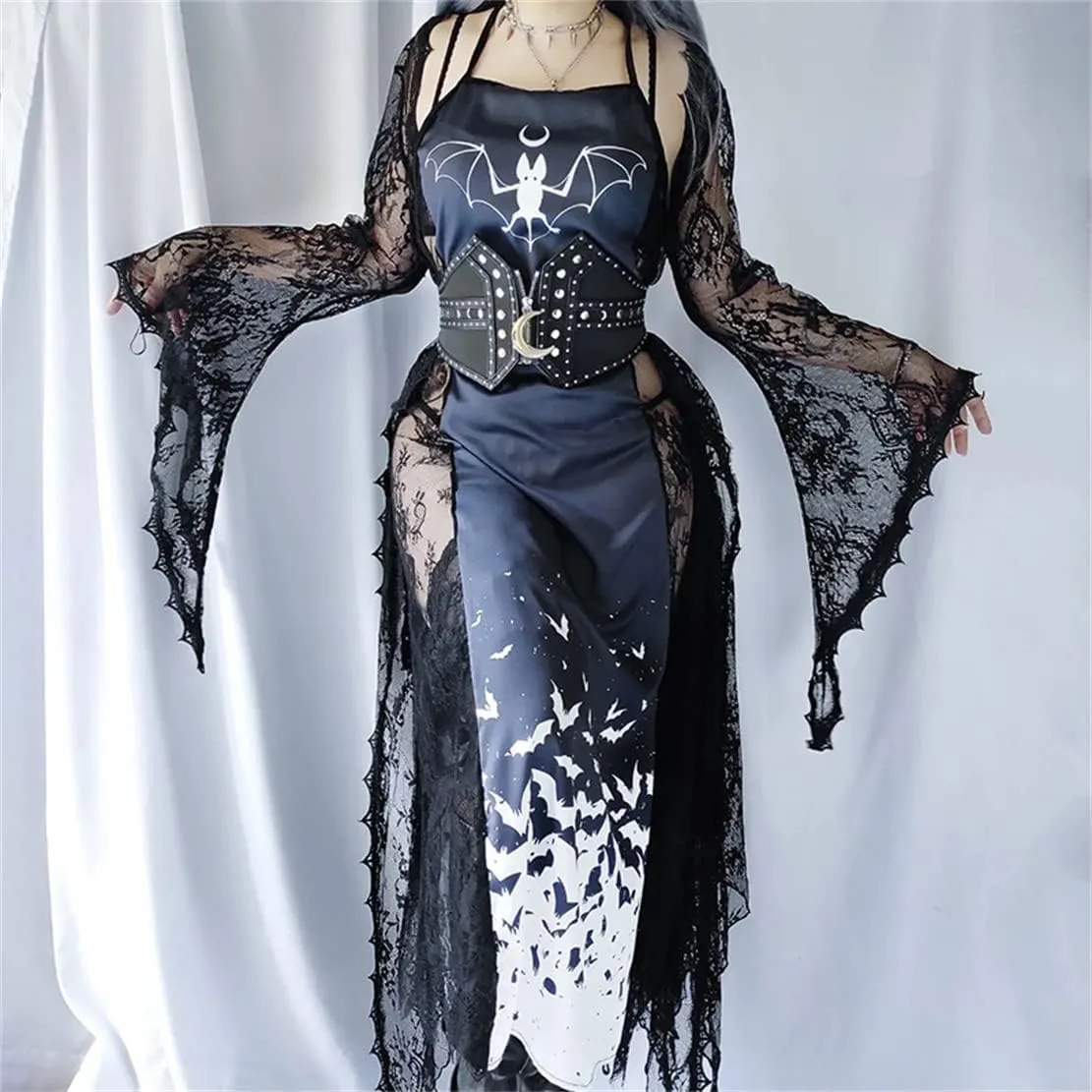 Women Goth Tops Punk Cover Ups Mesh Crop Top See Through Sexy Long Sleeve Blouse Y2k Black Rave Outfit Festival