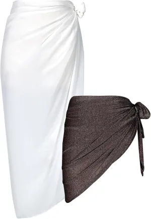 Women Sarong Swimsuit Coverups Beach Cover Up Bikini Sheer Short and Long Skirt Chiffon for Swimwear 2 Pieces