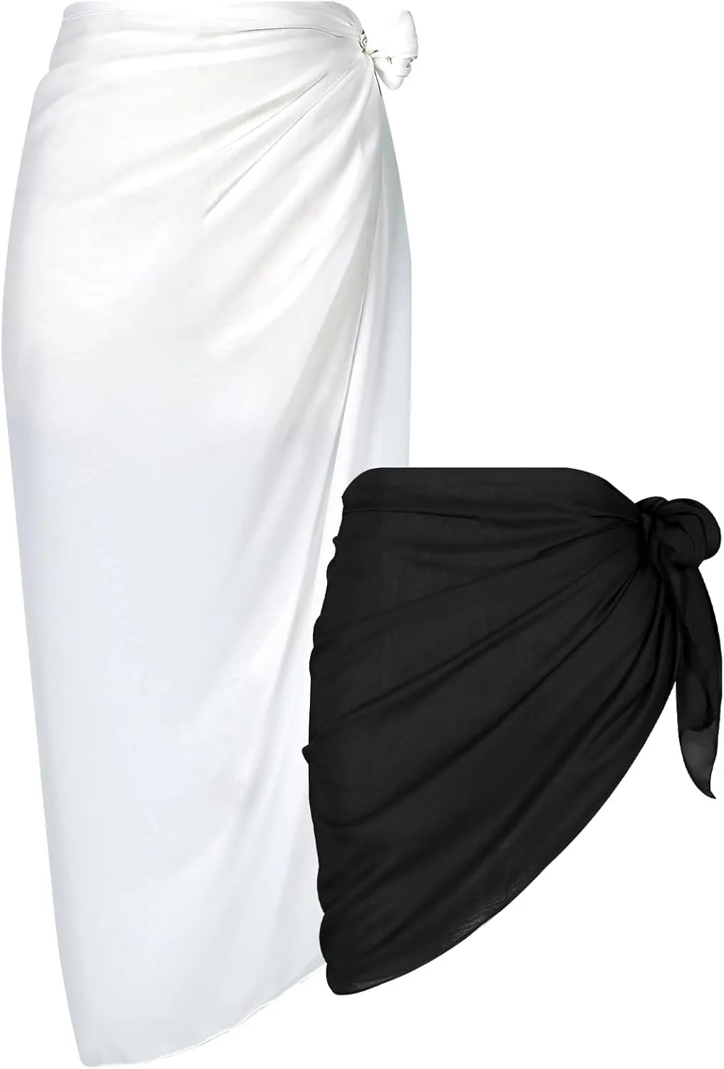Women Sarong Swimsuit Coverups Beach Cover Up Bikini Sheer Short and Long Skirt Chiffon for Swimwear 2 Pieces
