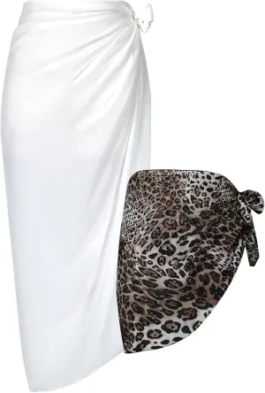 Women Sarong Swimsuit Coverups Beach Cover Up Bikini Sheer Short and Long Skirt Chiffon for Swimwear 2 Pieces