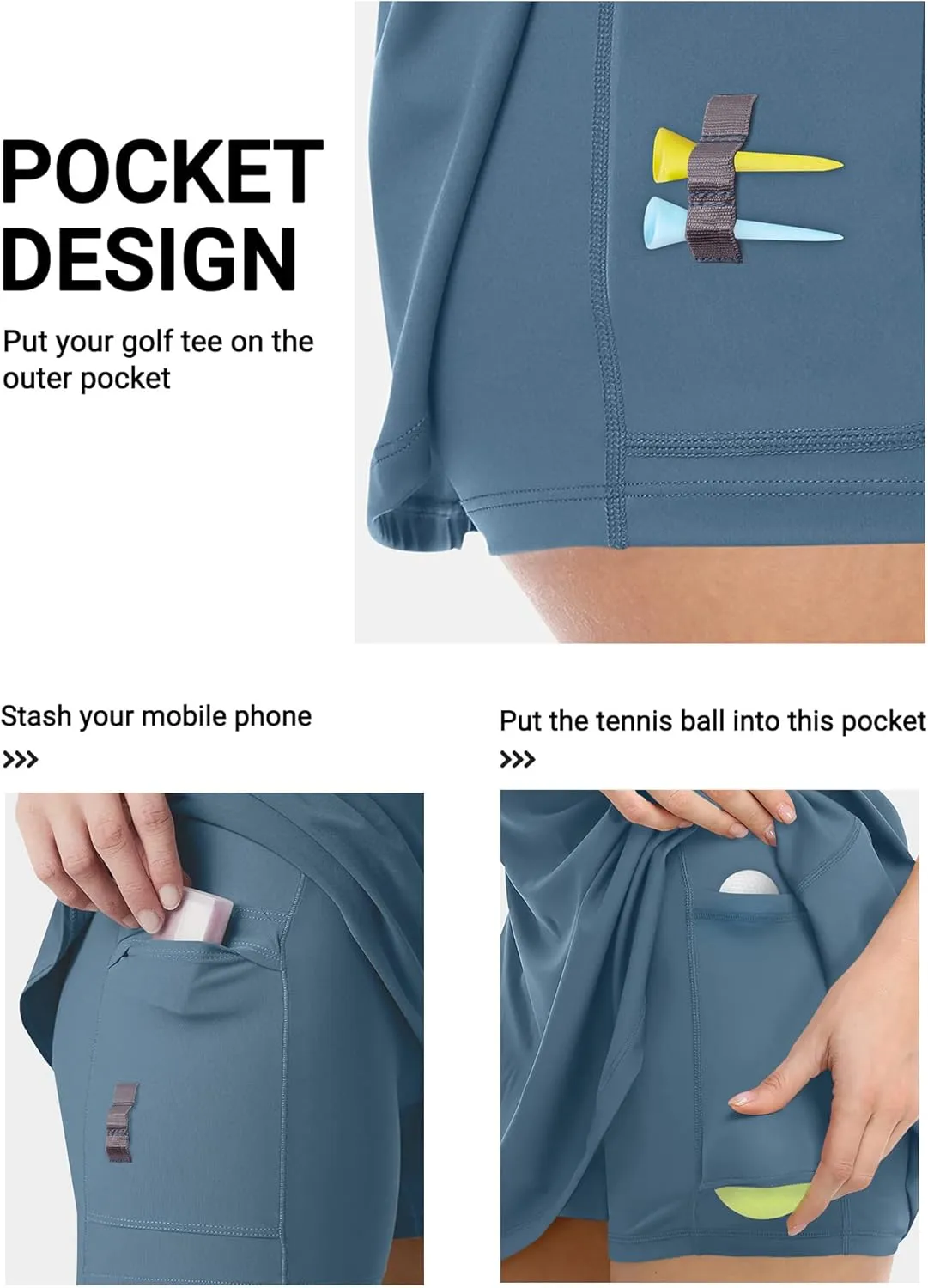 Women Tennis Golf Dress with Built-in Shorts and Bra-Workout Athletic Activewear for Exercise