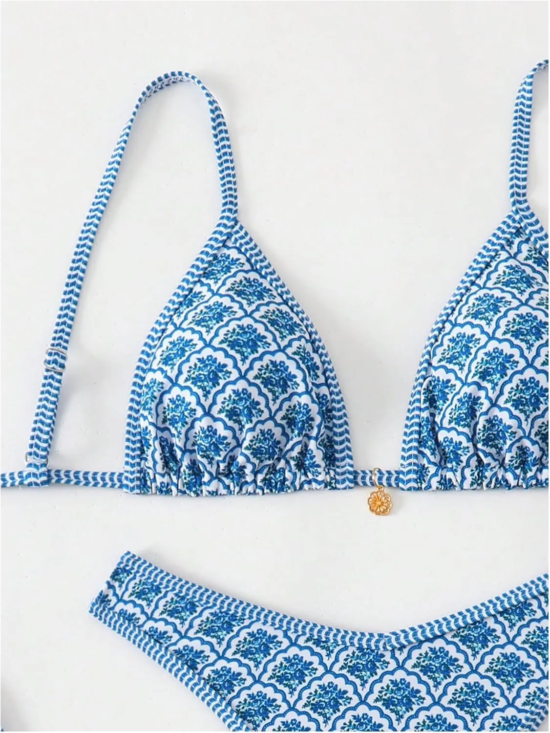 Women's 2 Piece Bikini Set Y2k Floral Triangle Tie Back Swimsuits Bathing Suit