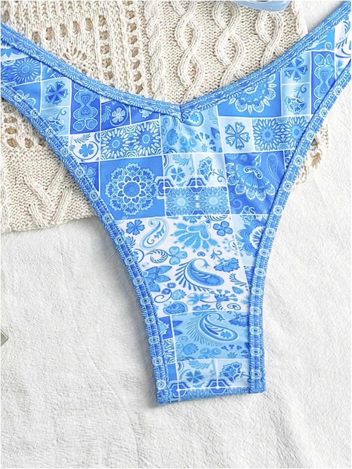 Women's 2 Piece Bikini Set Y2k Floral Triangle Tie Back Swimsuits Bathing Suit
