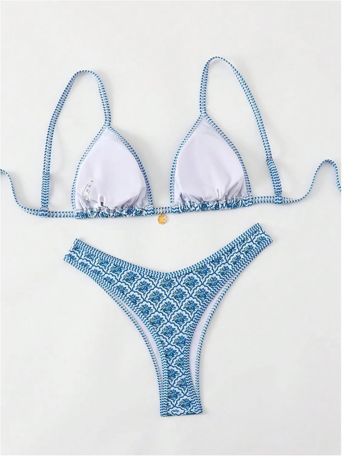 Women's 2 Piece Bikini Set Y2k Floral Triangle Tie Back Swimsuits Bathing Suit
