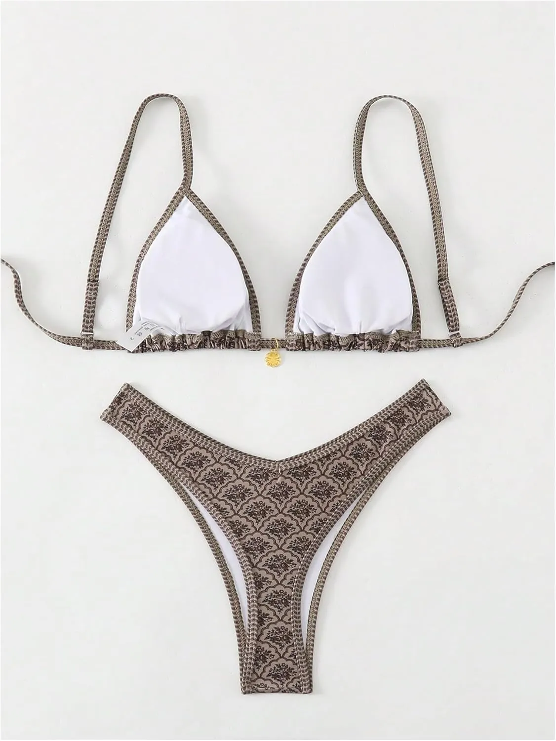 Women's 2 Piece Bikini Set Y2k Floral Triangle Tie Back Swimsuits Bathing Suit
