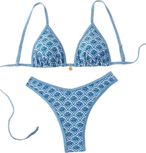 Women's 2 Piece Bikini Set Y2k Floral Triangle Tie Back Swimsuits Bathing Suit