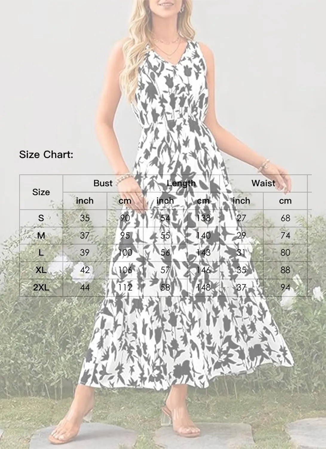 Women's Boho Floral Sleeveless A Line Dress Casual V Neck Flowy Maxi Sundress Summer Beach Vacation Clothes 2025