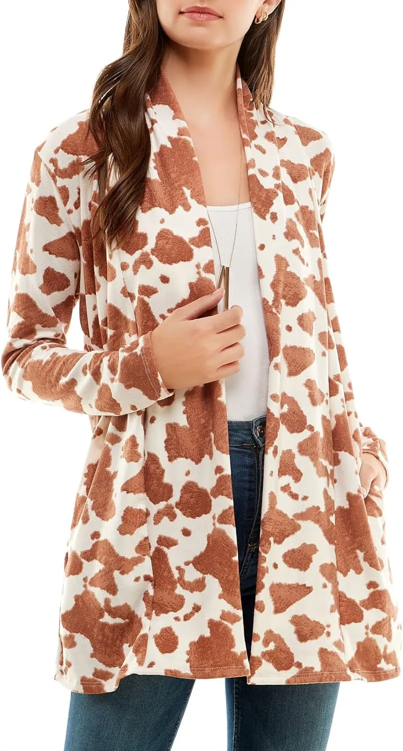 Women's Casual Lightweight Open Front Cardigans with Pockets and Formal Thin Kimono Duster Sweater Cardigan