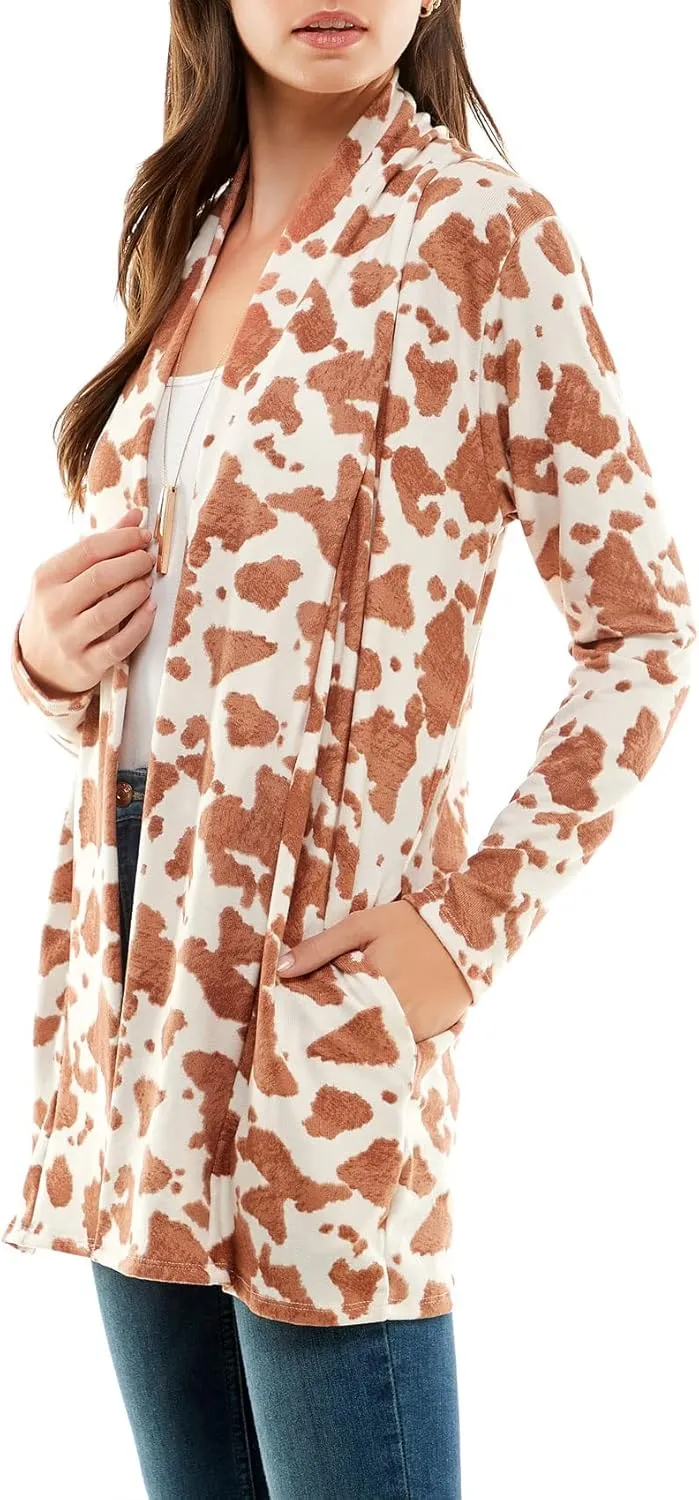 Women's Casual Lightweight Open Front Cardigans with Pockets and Formal Thin Kimono Duster Sweater Cardigan