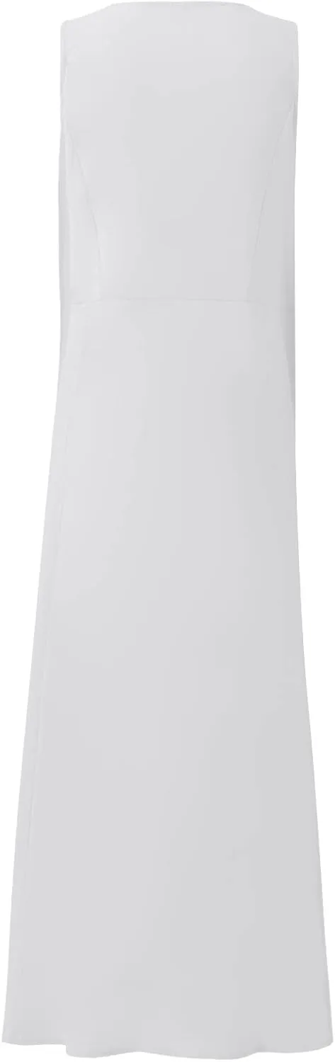 Womens Casual Summer Dresses 2025 Cotton Linen Sleeveless V Neck Maxi Dress Flowy Plus Size Long Dress with Pockets
