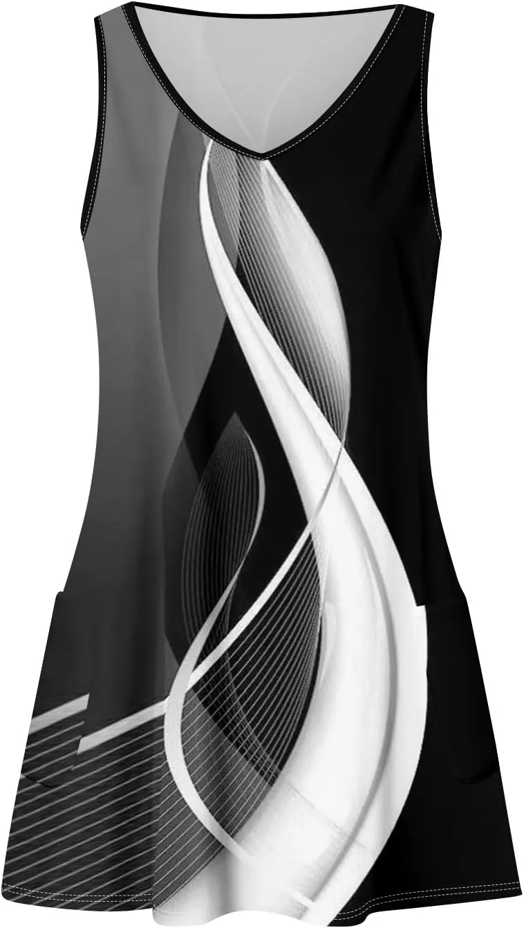 Women's Casual Sundress with Pockets 2025 Summer Boho Beach Dress V Neck Loose Tank Dresses