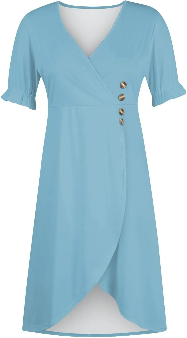 Womens Dresses Summer Womens Summer Dresses Casual Boho Puff Sleeve Midi Dresses for Women Cute