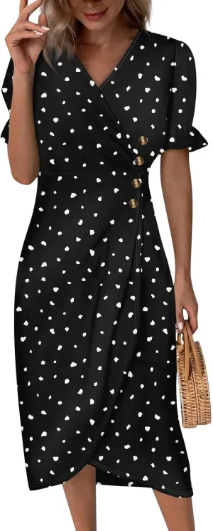 Womens Dresses Summer Womens Summer Dresses Casual Boho Puff Sleeve Midi Dresses for Women Cute