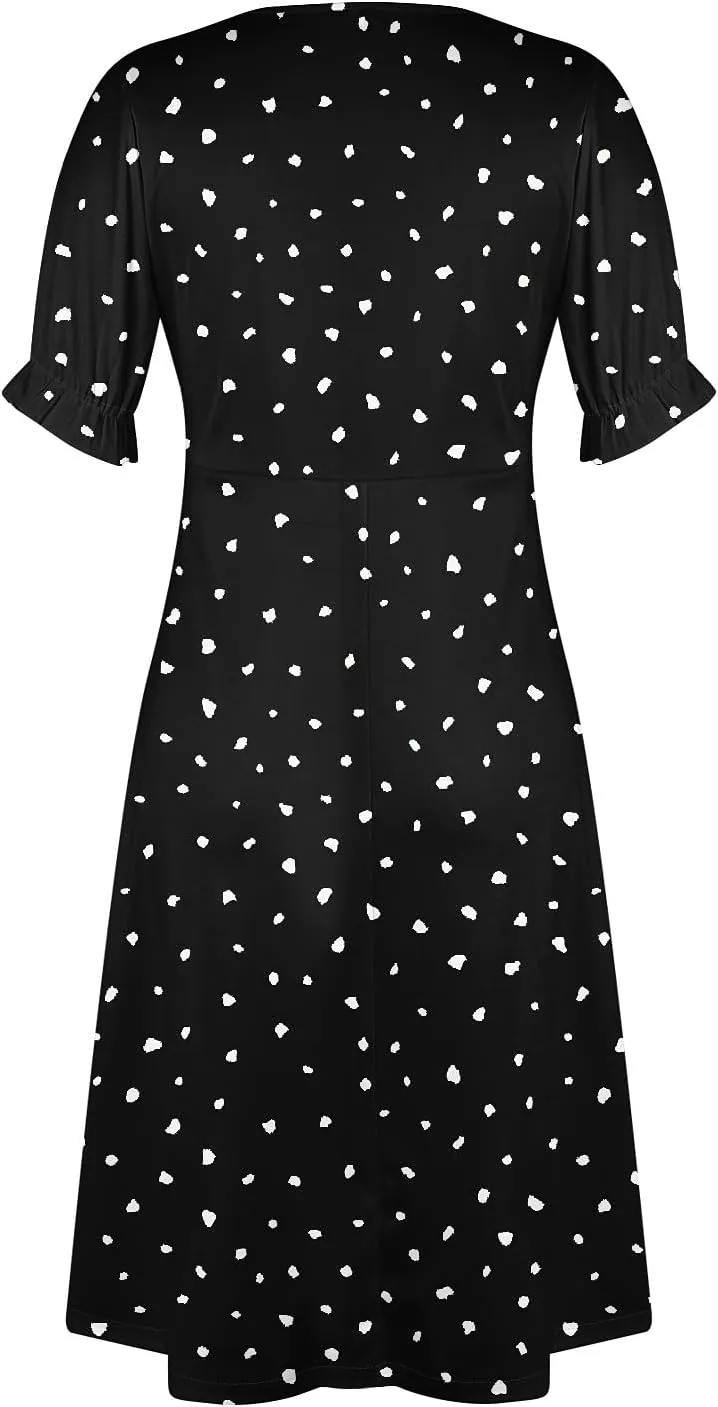 Womens Dresses Summer Womens Summer Dresses Casual Boho Puff Sleeve Midi Dresses for Women Cute
