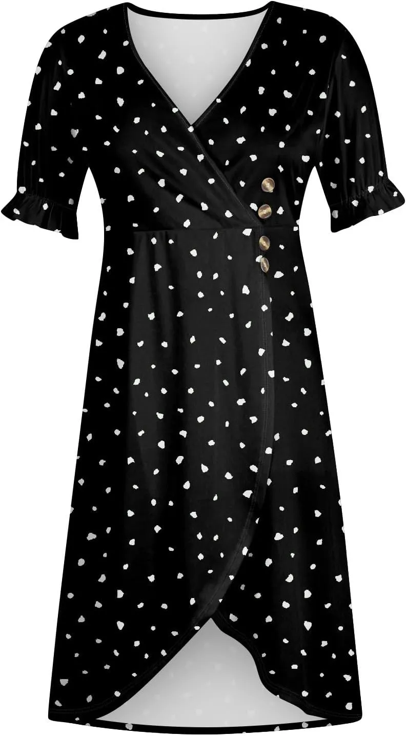 Womens Dresses Summer Womens Summer Dresses Casual Boho Puff Sleeve Midi Dresses for Women Cute