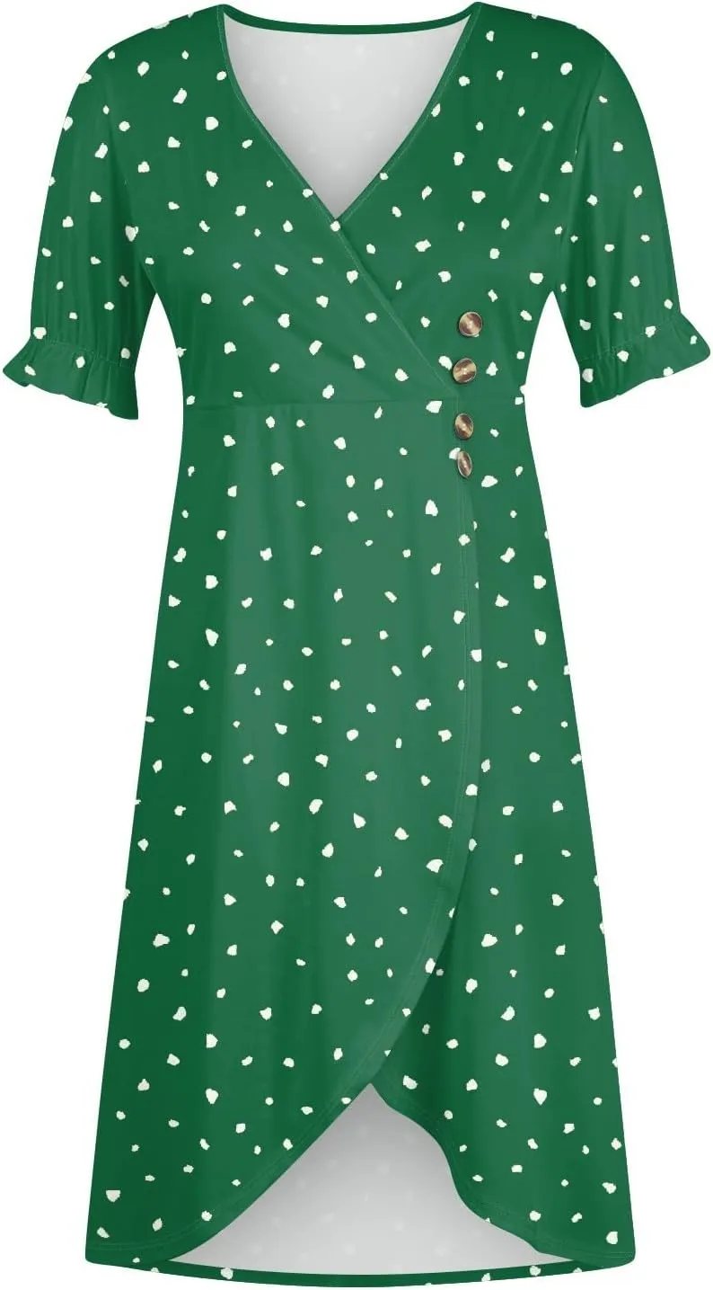 Womens Dresses Summer Womens Summer Dresses Casual Boho Puff Sleeve Midi Dresses for Women Cute