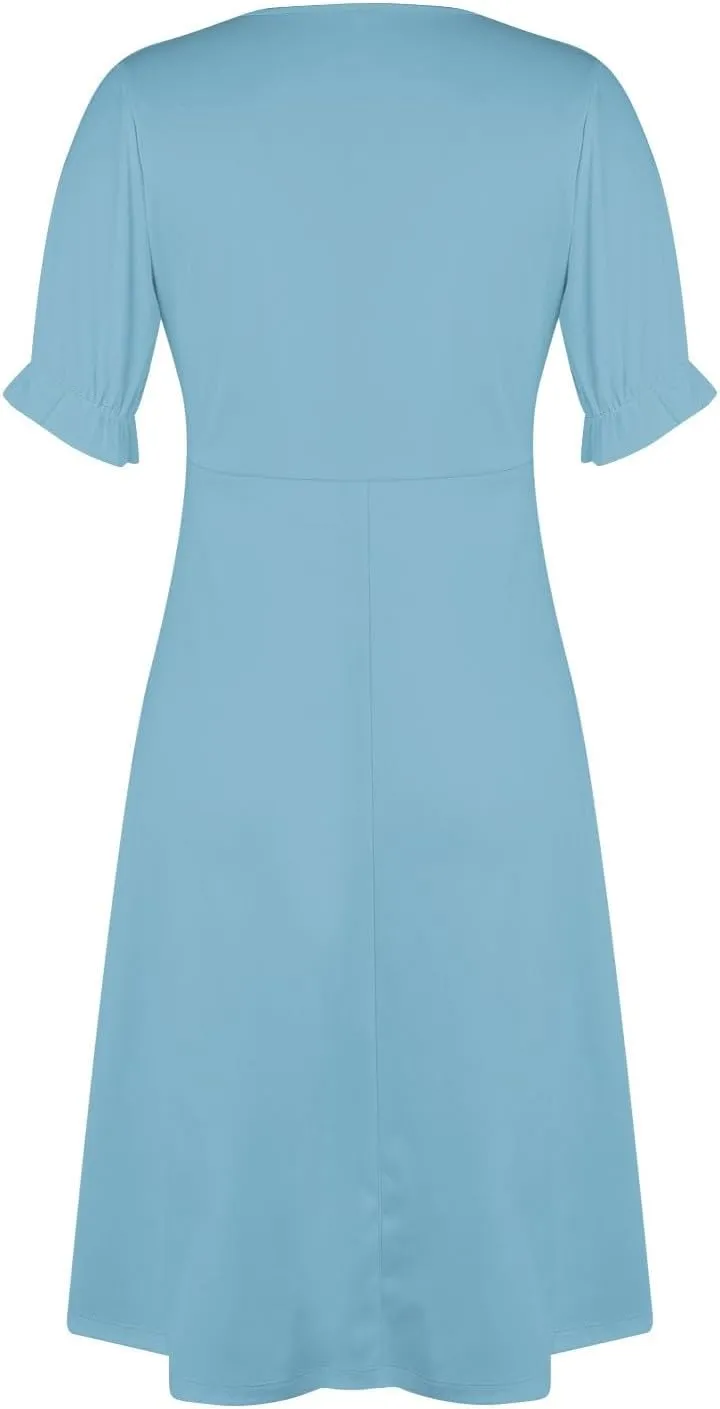 Womens Dresses Summer Womens Summer Dresses Casual Boho Puff Sleeve Midi Dresses for Women Cute