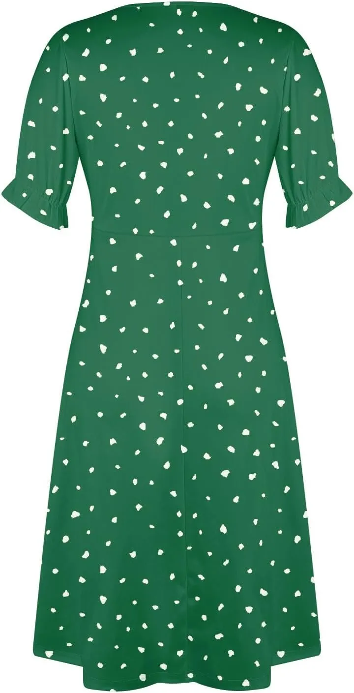 Womens Dresses Summer Womens Summer Dresses Casual Boho Puff Sleeve Midi Dresses for Women Cute