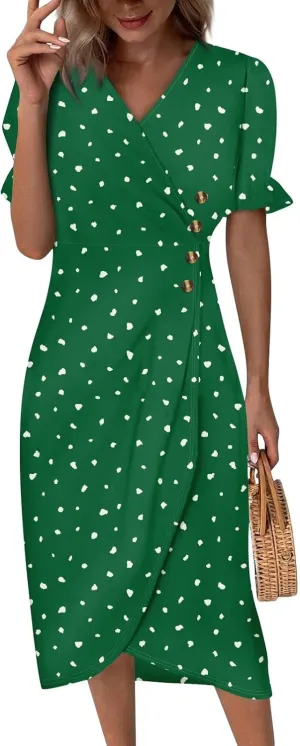 Womens Dresses Summer Womens Summer Dresses Casual Boho Puff Sleeve Midi Dresses for Women Cute