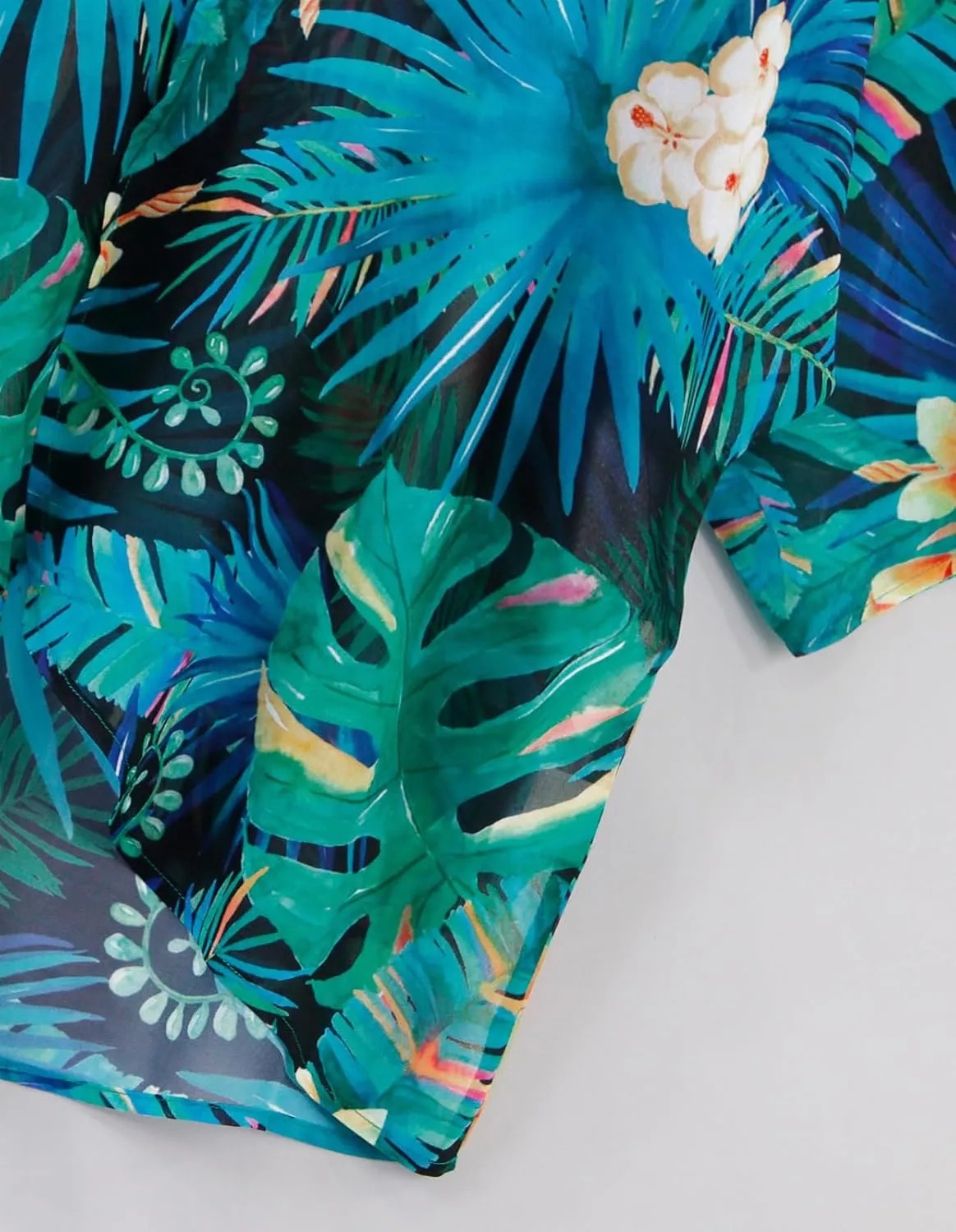 Women's Floral Print Puff Sleeve Kimono Cardigan Loose Cover Up Casual Blouse Tops