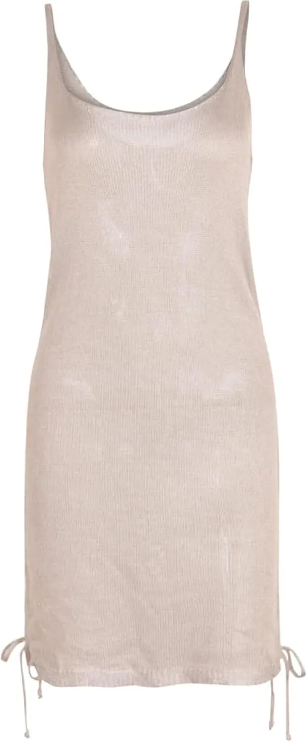 Women's Loose Beach Dress Sleeveless Pullover Sundress 2024 Commuter Sling Sweater in