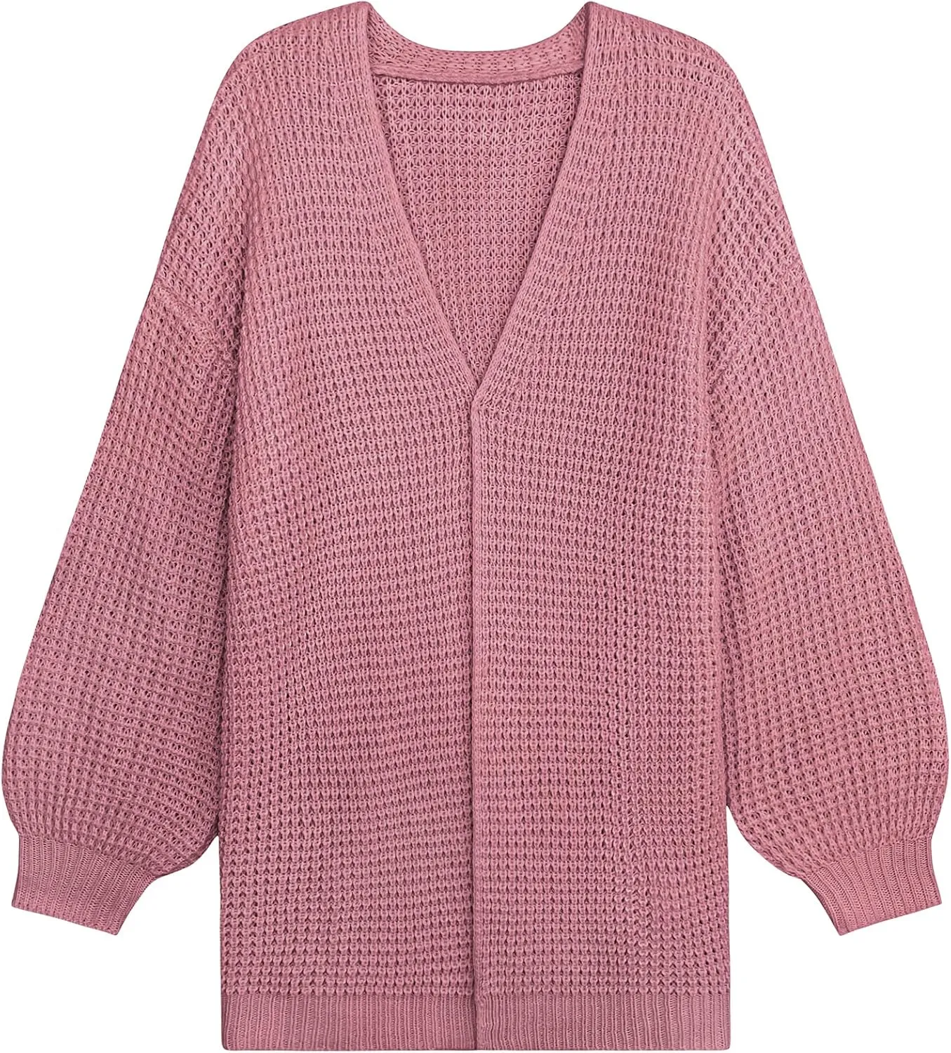 Womens Oversized Lightweight Waffle Knit Long Cardigan Spring 2025 Trendy Casual Outfits Open Front Duster Sweater