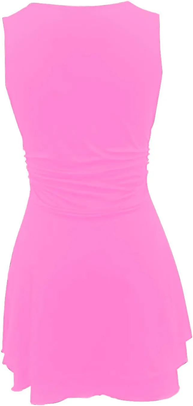 Womens Square Neck Ruffle Mini Dress Summer Ruched Waist Short Party Dresses Casual Sleeveless Tiered A Line Dress