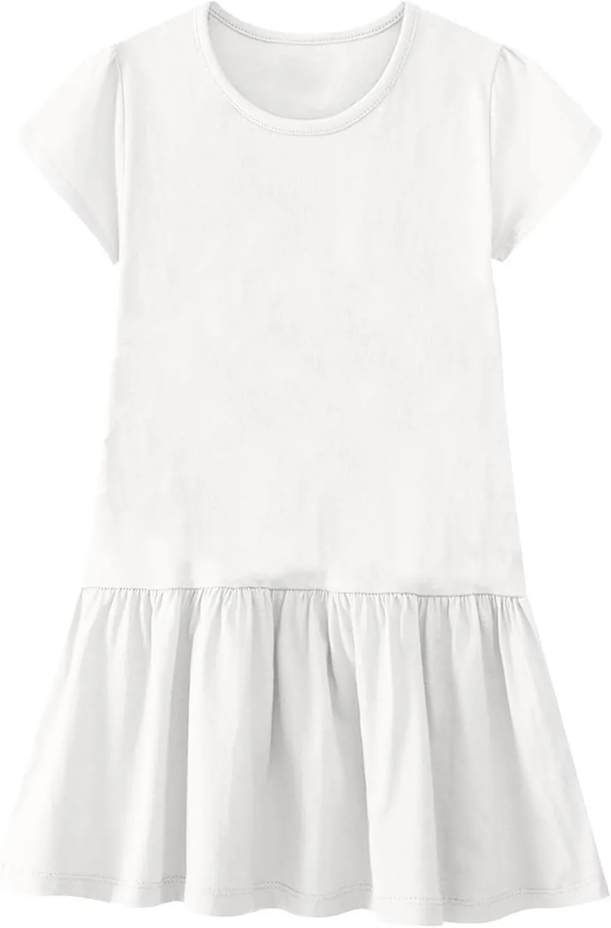 Womens Summer T Shirt Dress Casual Short Sleeve Ruffle Hem Crewneck Loose Mini Dresses Dress for Women Party