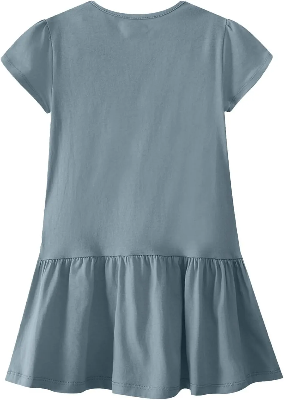 Womens Summer T Shirt Dress Casual Short Sleeve Ruffle Hem Crewneck Loose Mini Flower Dresses with Sleeves for