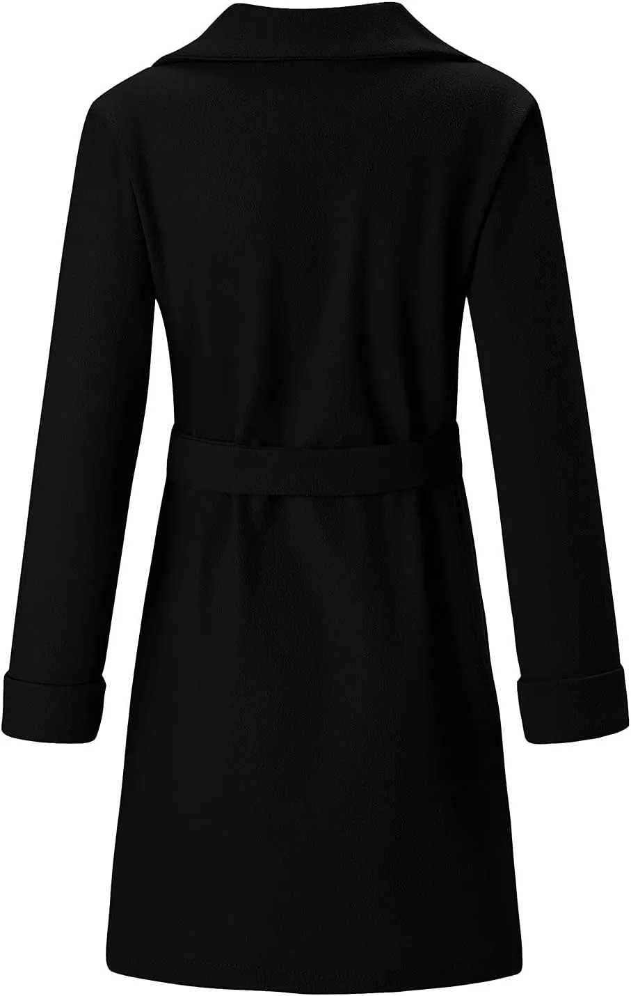 Women's Trench Coat Notch Lapel Thick Fall Winter Wrap Slim Fit Solid Wool Pea Coats Jacket with Belt (S-2XL)