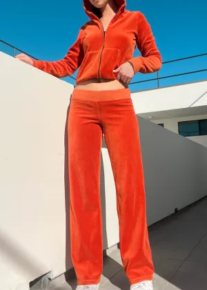Y2k Orange Velour Tracksuit (M)