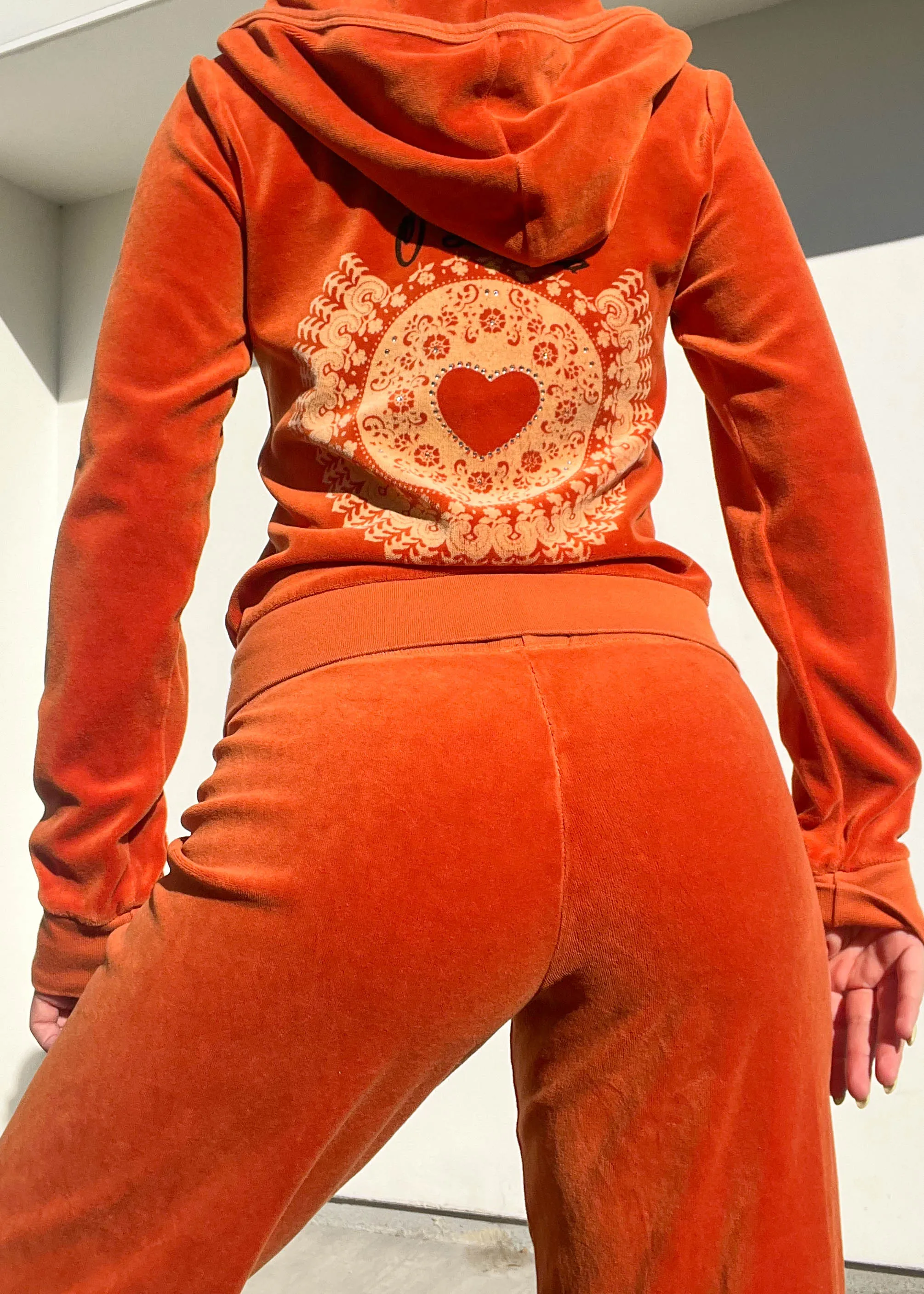 Y2k Orange Velour Tracksuit (M)