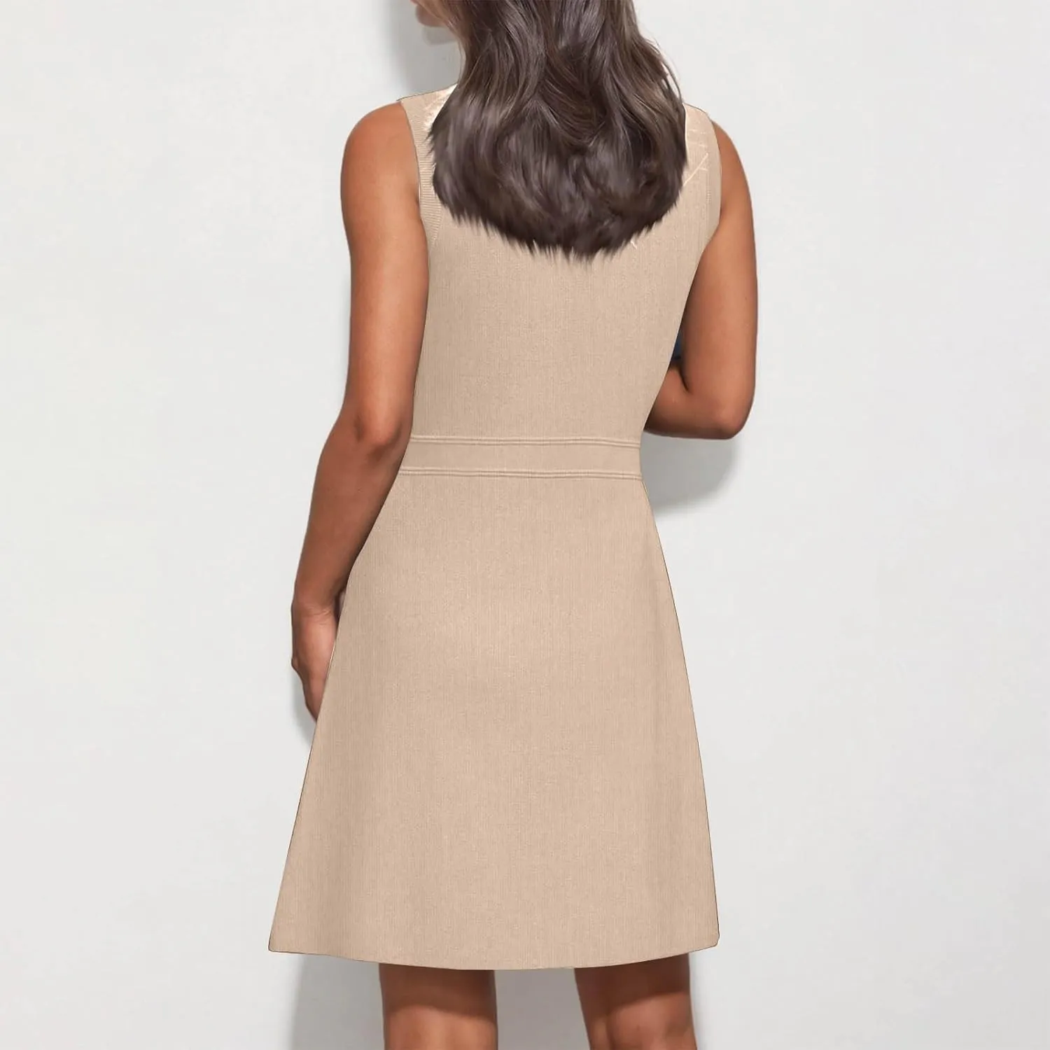 yardsong Summer Work Dresses for Women 2025 Business Casual Metal Buttons Decor Mini Dress Sleeveless Office Dresses