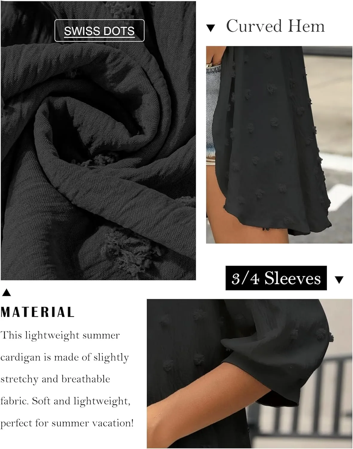 Yekaty Cardigan for Women 3/4 Sleeve Lightweight Summer Kimono Cardigan Loose Beach Cover Up 2025