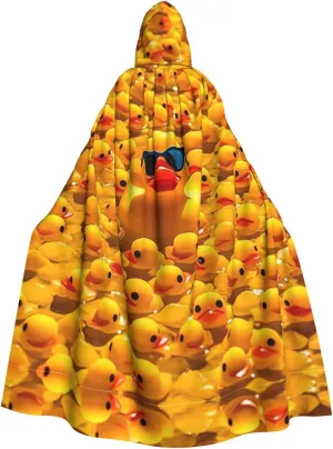 Yellow Rubber Ducky With Sunglasses Printed Hooded Cloak,Adult With Hood Cloak For Men And Women,Halloween Hooded Cloak,Christmas Party Cosplay Costumes