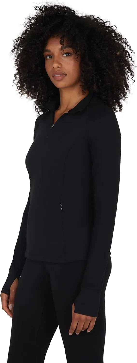 Yogalicious Half Zip Lightweight Workout Long Sleeve Athletic Jacket with Front Pockets and Thumbholes