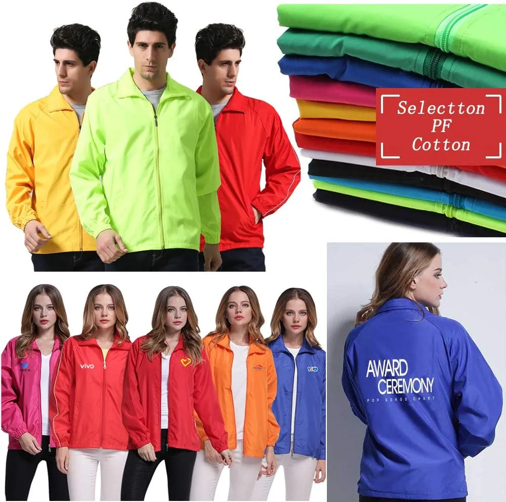 YOWESHOP Long Sleeve Shirts Windbreaker Customize Your Logo Workwear Jackets for Outdoor Team Work Uniform Unisex