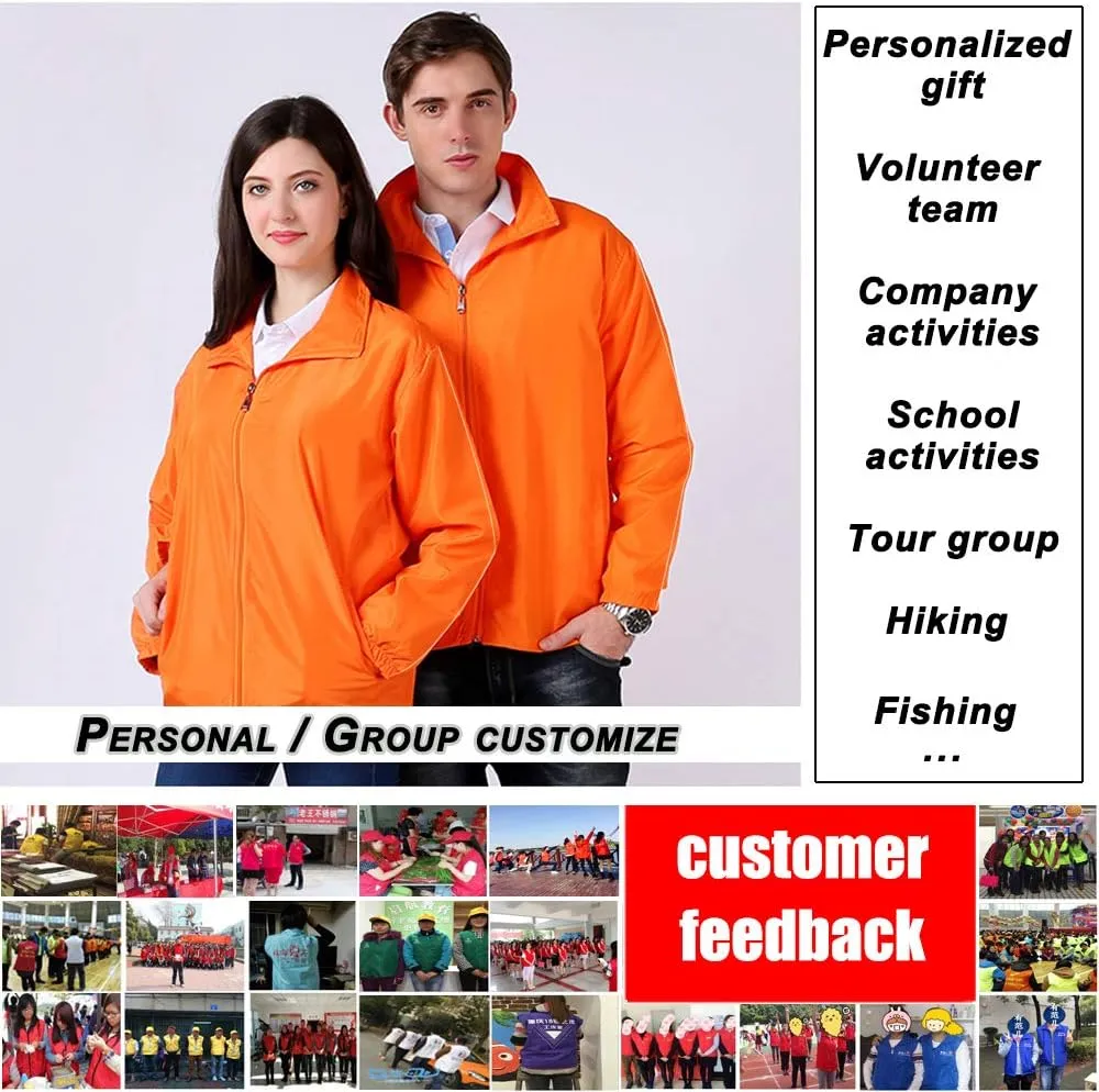 YOWESHOP Long Sleeve Shirts Windbreaker Customize Your Logo Workwear Jackets for Outdoor Team Work Uniform Unisex