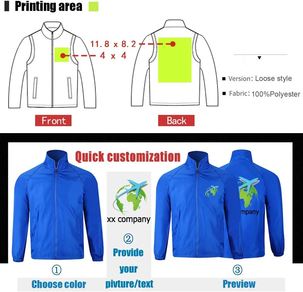YOWESHOP Long Sleeve Shirts Windbreaker Customize Your Logo Workwear Jackets for Outdoor Team Work Uniform Unisex