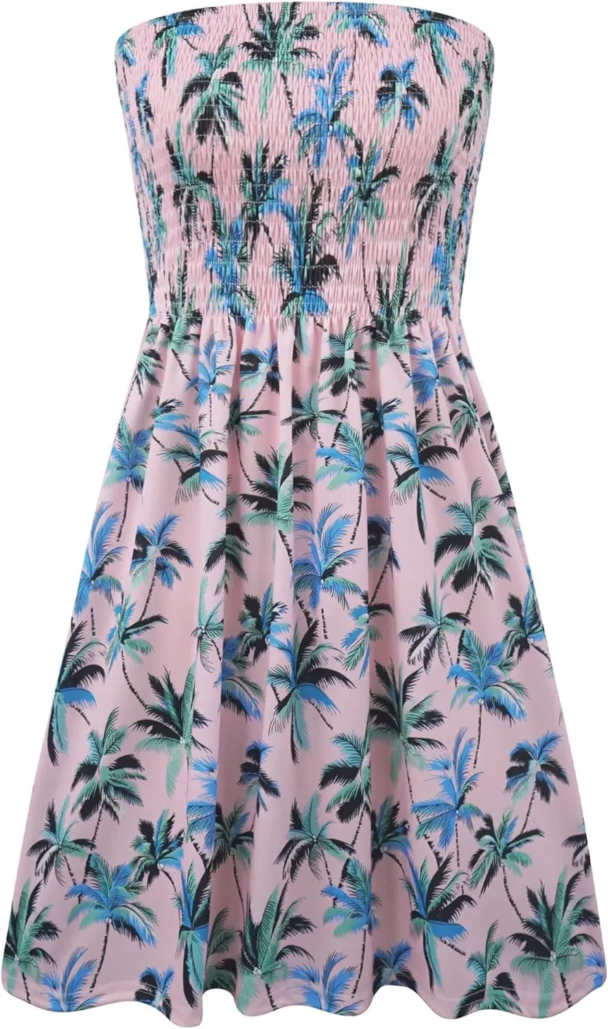 Zyyfly Summer Strapless Dress for Women Tube Top Sundress Casual Beach Cover Ups